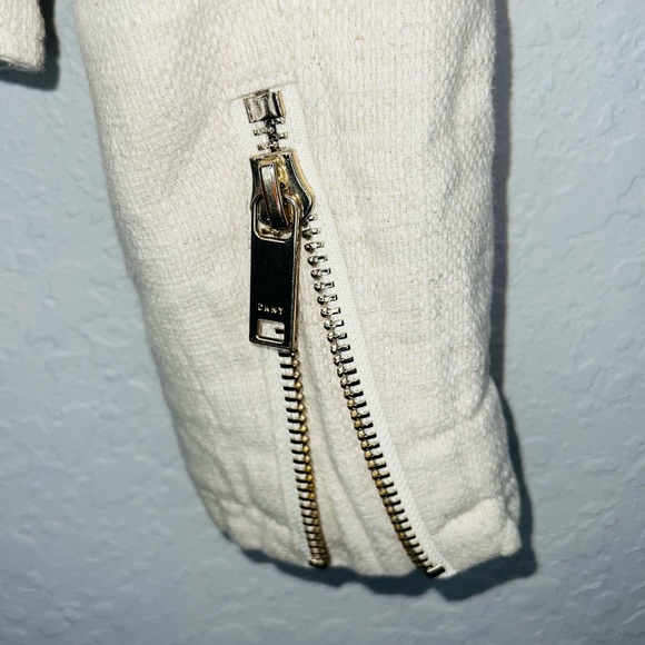 DKNY Linen Blend Moto Jacket w Wide Lapels Asymmetric Zip Front Size XS - Picture 7 of 10